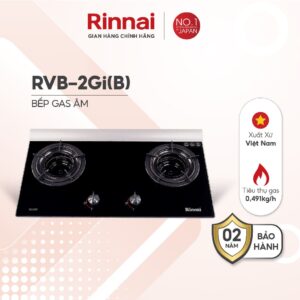 Bếp Gas Âm Rinnai RVB-2Gi(B) Mặt Kiếng Chính Hãng
