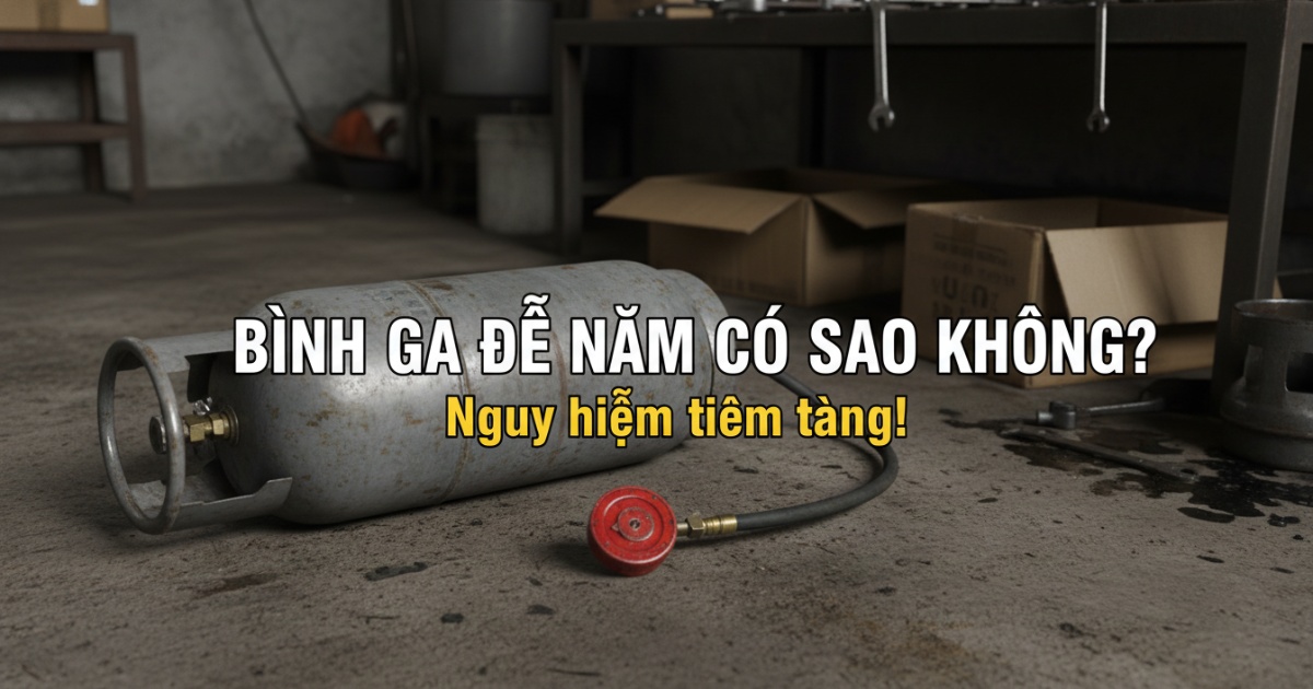 bình ga để nằm có sao không