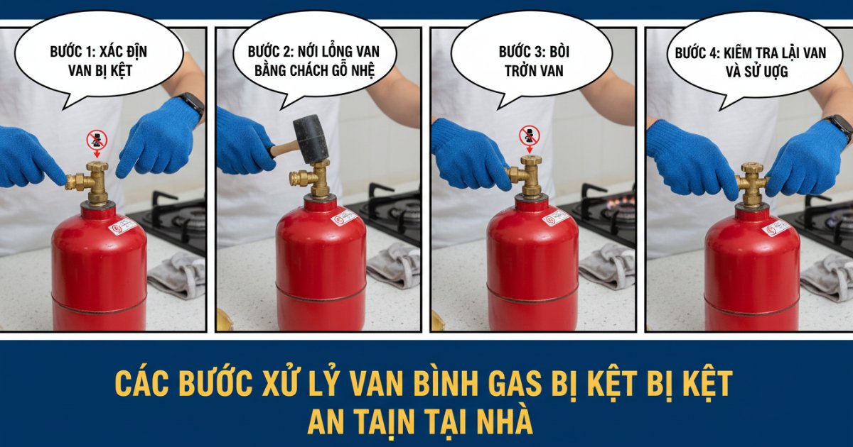 Các bước xử lý van bình gas bị kẹt an toàn tại nhà