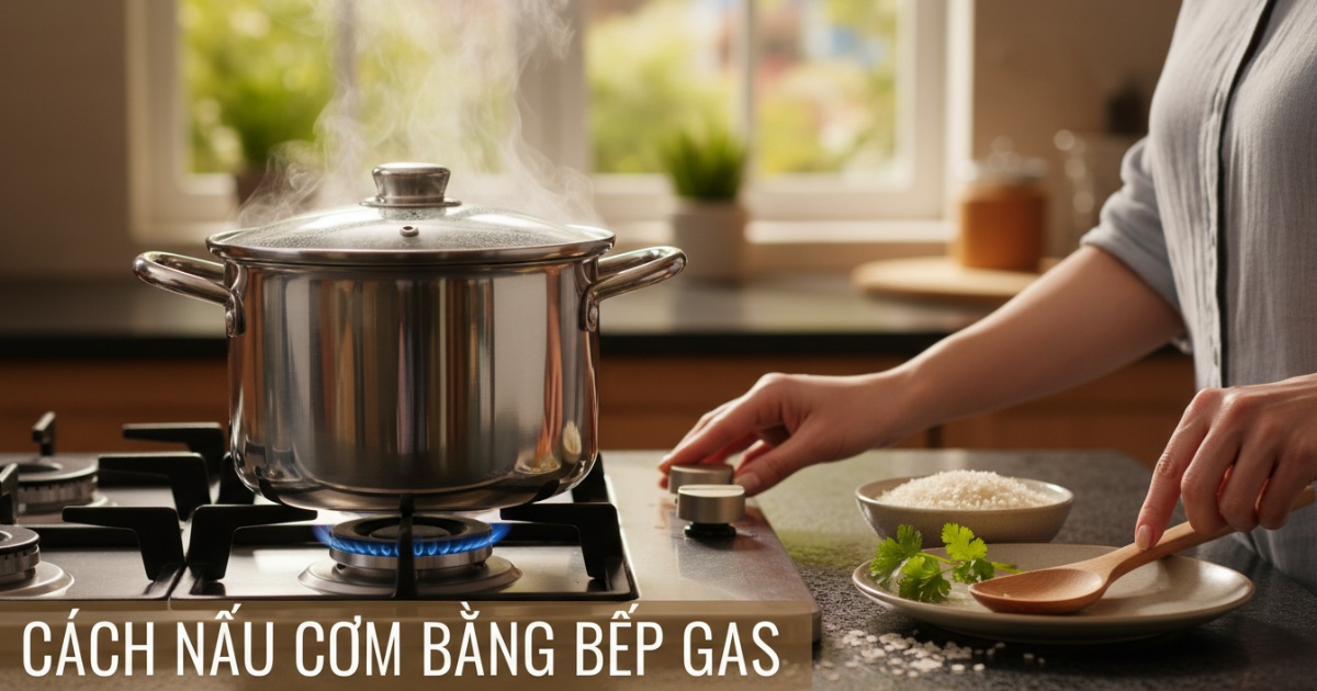 cách nấu cơm bằng bếp gas