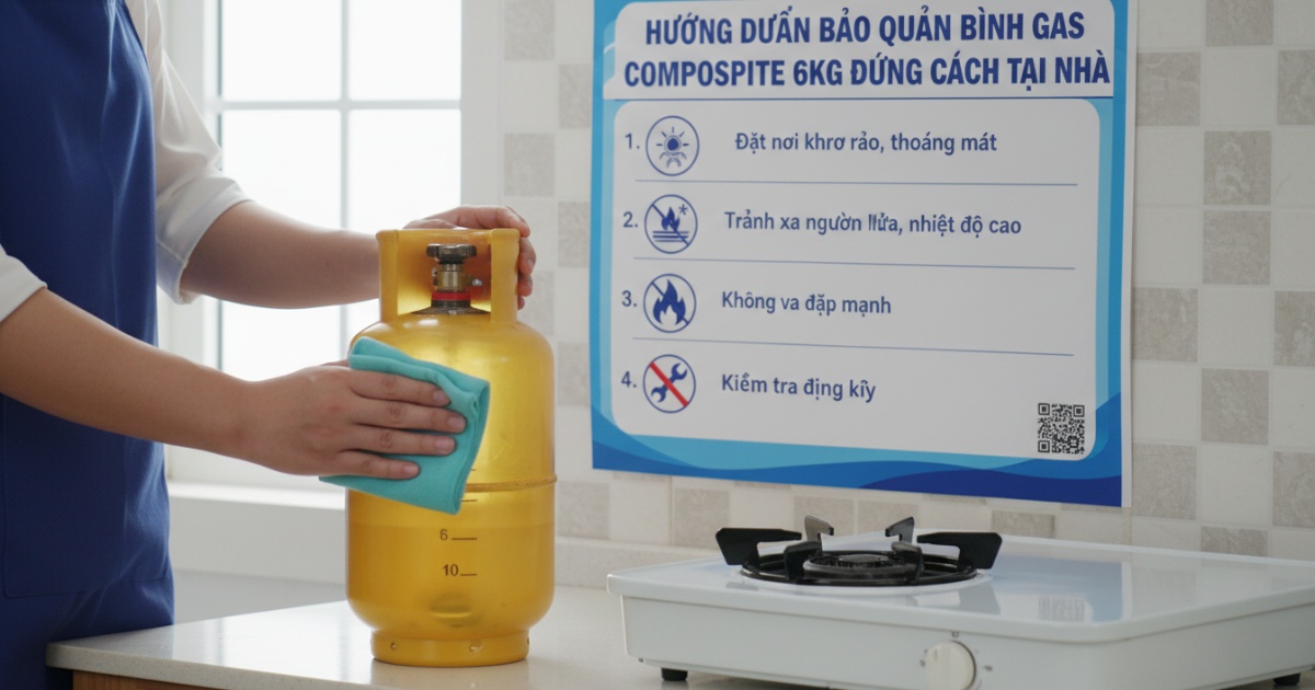 Hướng dẫn bảo quản bình gas composite 6kg đúng cách tại nhà