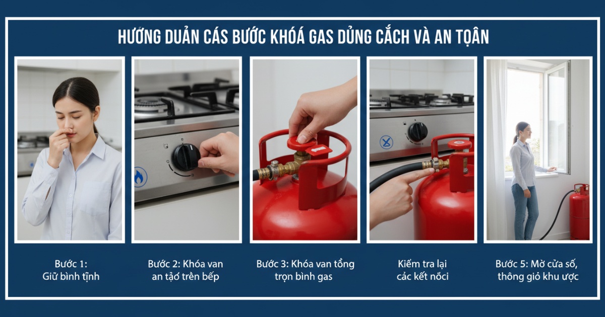 Hướng dẫn các bước khóa gas đúng cách và an toàn