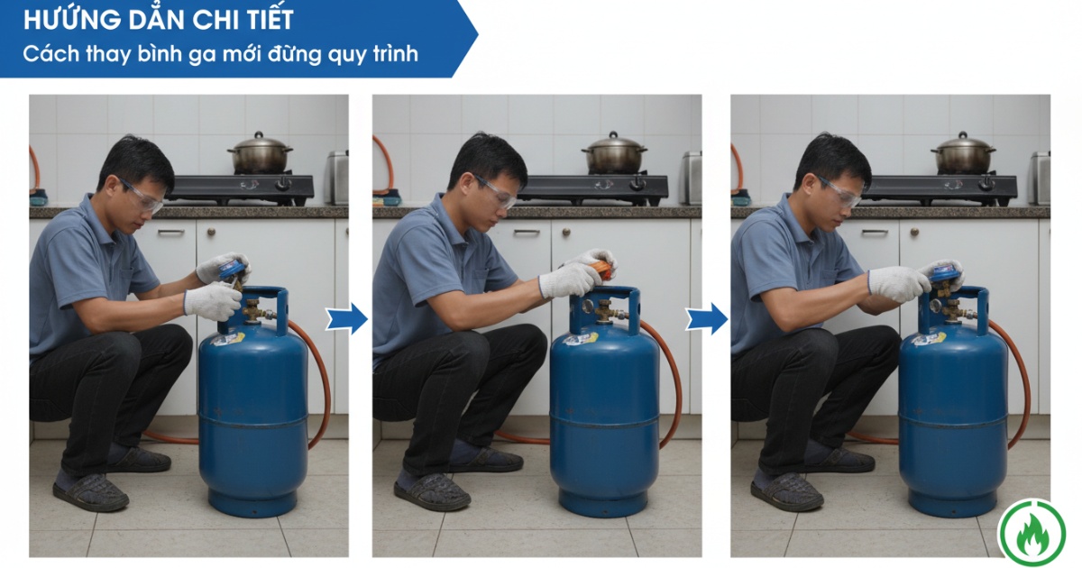 Hướng dẫn chi tiết cách thay bình ga mới đúng quy trình