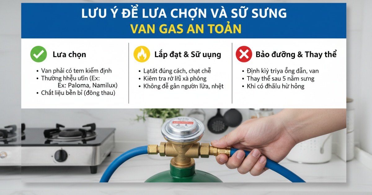 Lưu ý để lựa chọn và sử dụng van gas an toàn