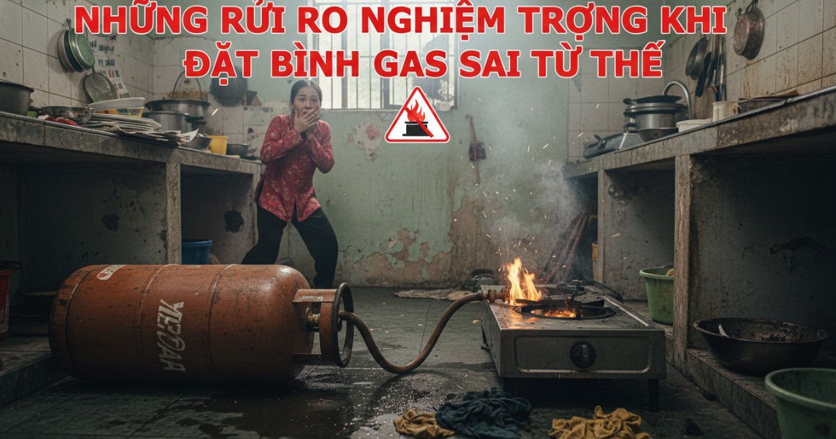 Những rủi ro nghiêm trọng khi đặt bình gas sai tư thế