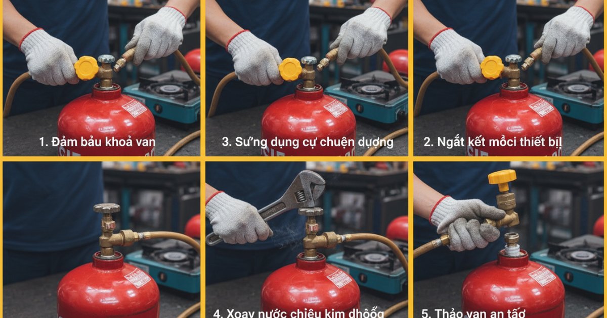 Quy trình thực hiện cách tháo van bình ga shell chi tiết
