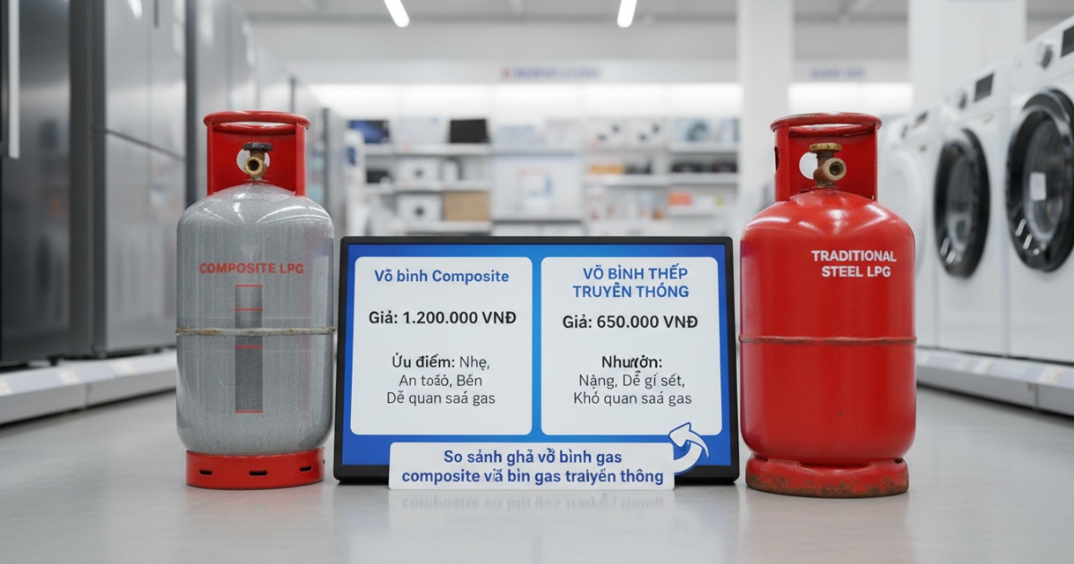 So sánh giá vỏ bình gas composite với bình gas truyền thống