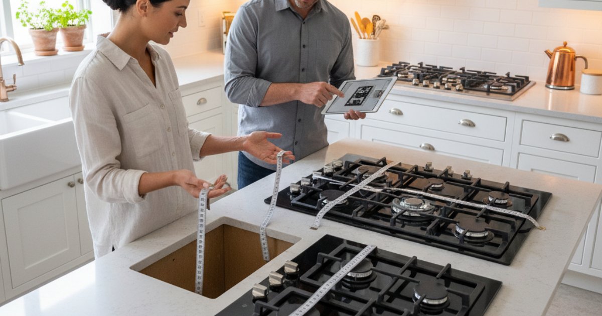Xác định kích thước bếp ga âm phù hợp với không gian bếp